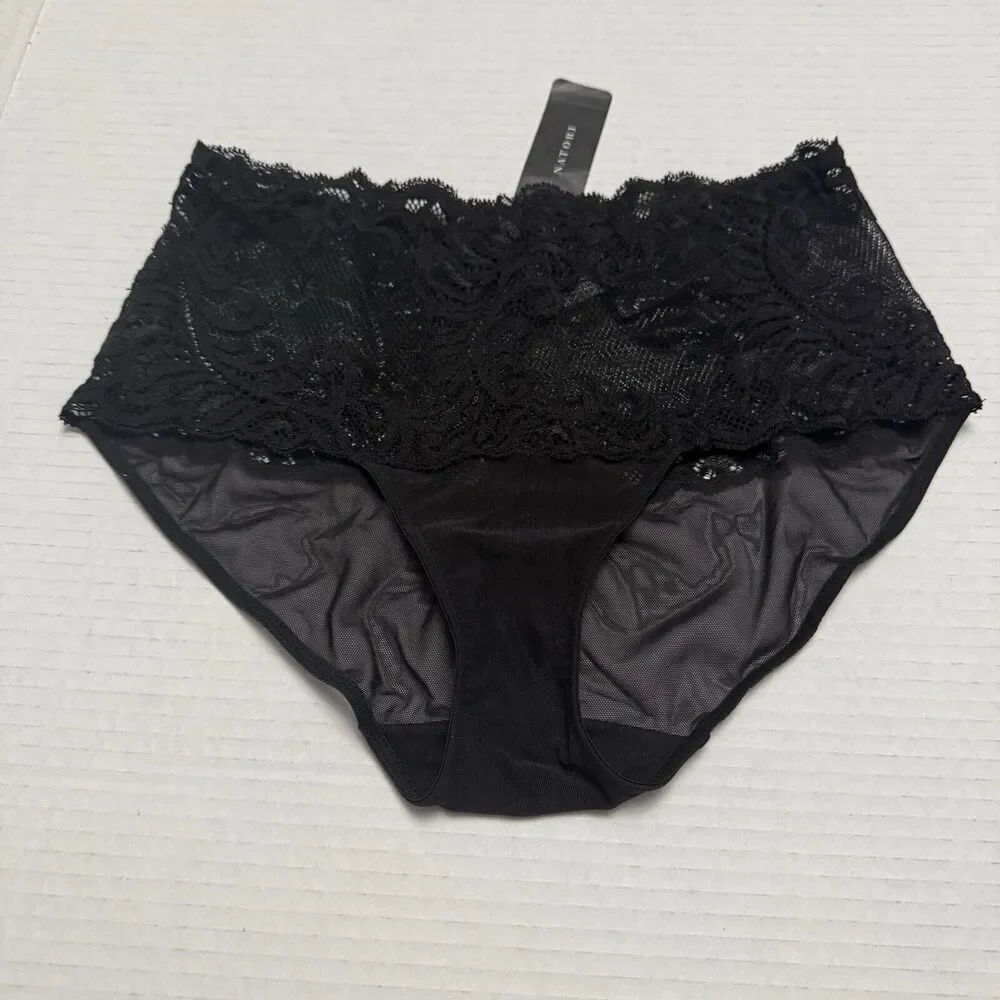 Natori Feathers Hipster Briefs Black Underwear Panties 756023 Women's Size M - Picture 1 of 7